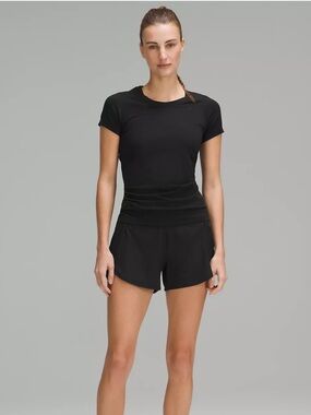 Lululemon Women’s Black Tracker Low-Rise Lined 4" Running Shorts Size 8